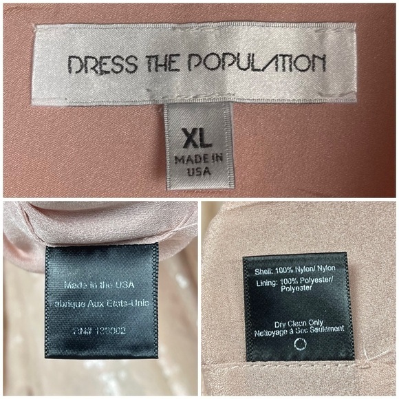 DRESS THE POPULATION COLETTE SLEEVELESS FIT & FLARE SEQUIN PINK NUDE PARTY DRESS - Picture 14 of 14